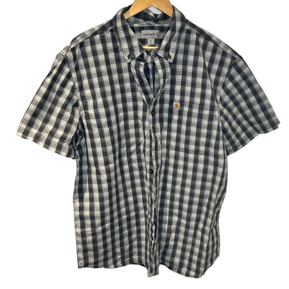 Carhartt Relaxed Fit 100% cotton Short Sleeve Button Up Plaid Top Size‎ XL - Picture 1 of 4